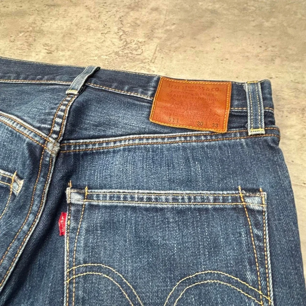 Levi's 511 Jeans Mens 30x28 Dark Wash Selvedge Vintage Slim Fit Denim